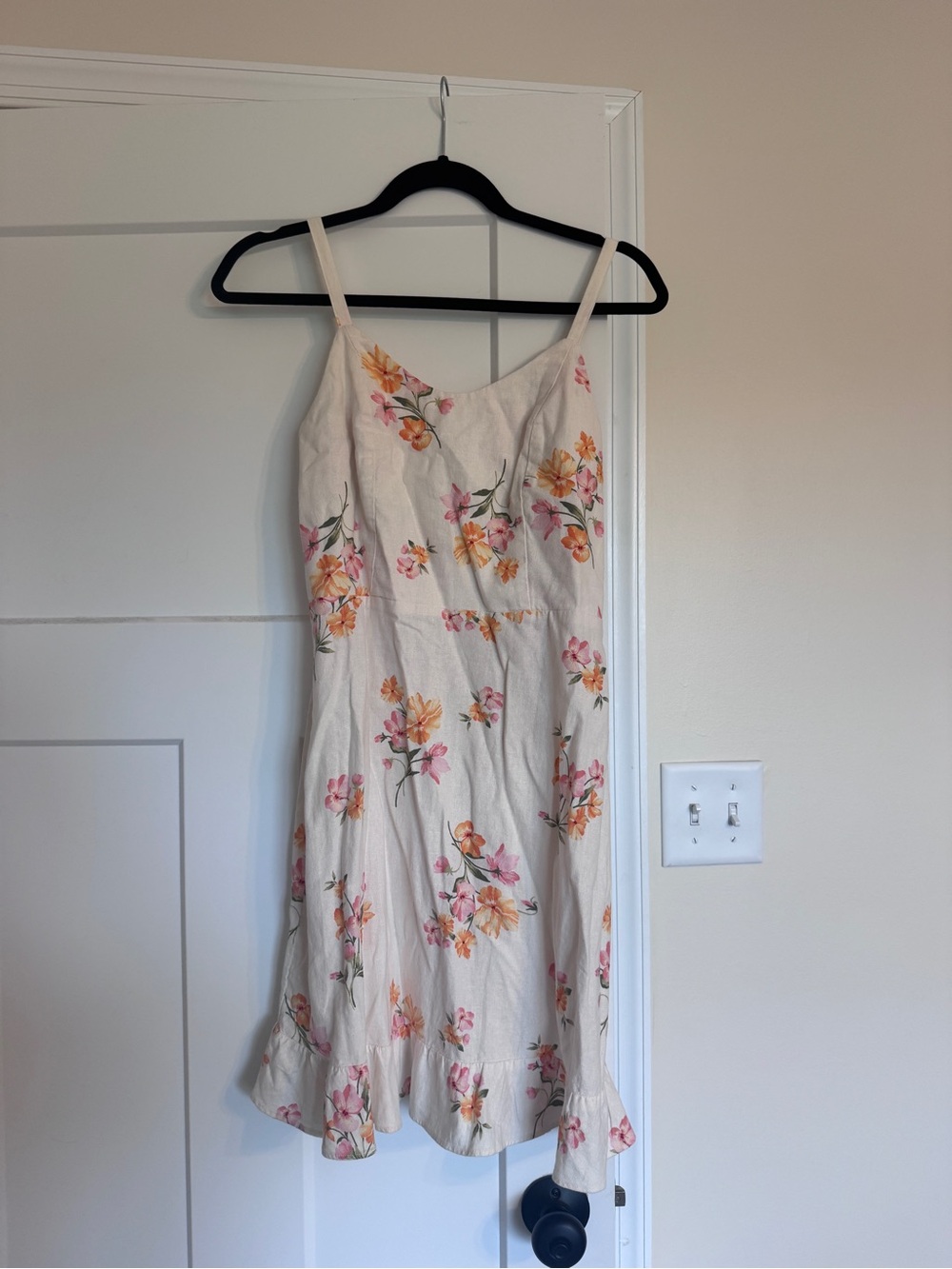 Old Navy Cream Slip Dress with Pink & Orange Floral Print